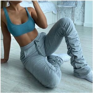 Fashion Nova Stacked Honey High Rise Pants In Heather Grey